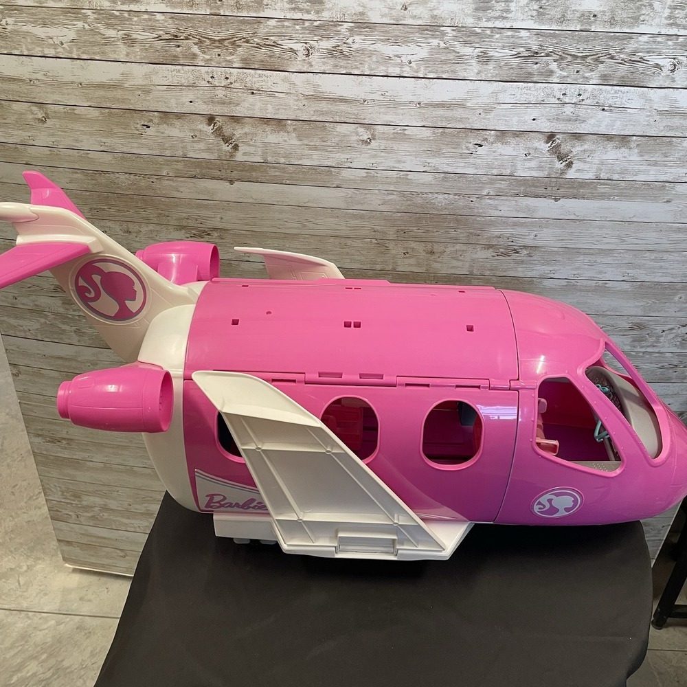 Barbie Dream Plane Airplane Jumbo Jet 2019 Mattel Play Set Pink + Serving Cart - Picture 7 of 16